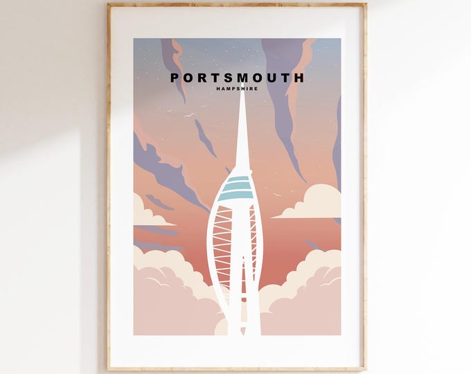 Portsmouth Travel Poster (Sunset) - Wall Art Print - Southsea and Portsmouth Travel Posters - Prints or Framed Prints