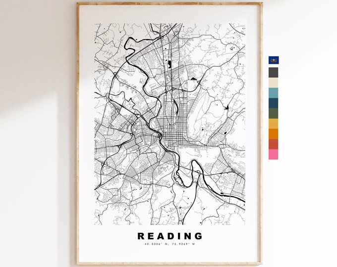 Reading Map Print  (Pennsylvania) - City Map Poster - Map Art - USA City Maps - Reading Print - Poster - Minimalist City Map - Pennsylvania