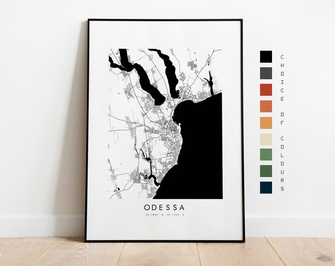 Odessa Map Print - City Map Poster - Map Art - Map Wall Art - Ukraine City Map - Odessa Print - Odessa Poster - Wall Art - Europe