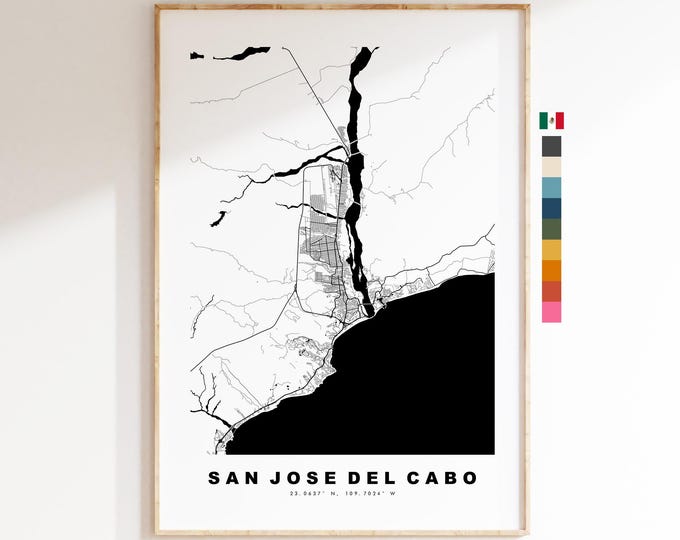 San Jose del Cabo Map Print - City Map Poster - Map - Map Wall Art - Mexico City Maps - San Jose del Cabo Print - Minimalist City Map