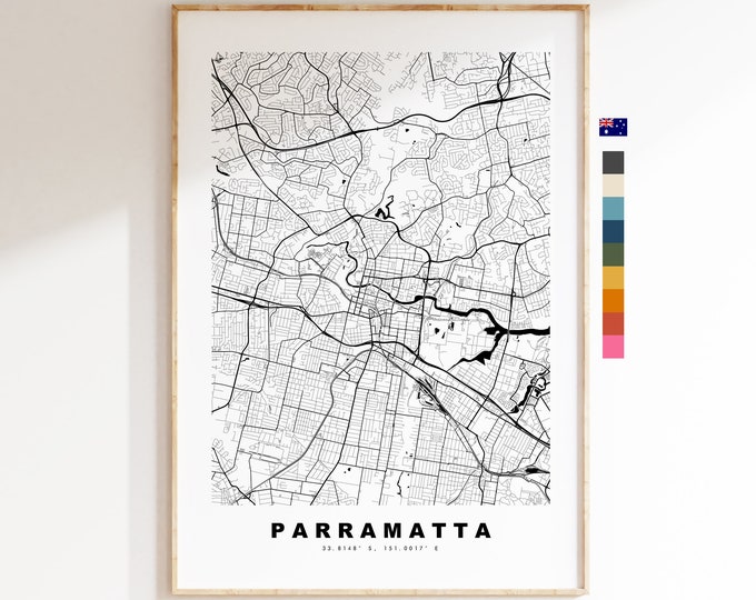 Parramatta Map Print - City Map Poster - Map Wall Art - Australia City Maps - Parramatta Print - Parramatta Poster - Minimalist City Map