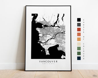 Vancouver Map Print - City Map Poster - Map Art - Map Wall Art - Canada City Map - Vancouver Print - Vancouver Poster - Wall Art - Map