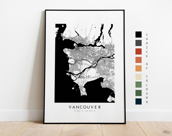 Vancouver Map Print - City Map Poster - Map Art - Map Wall Art - Canada City Map - Vancouver Print - Vancouver Poster - Wall Art - Map