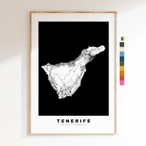 Tenerife Inselkarte - Kartendruck - Kartenkunst - Drucke oder gerahmte Drucke - minimalistisch