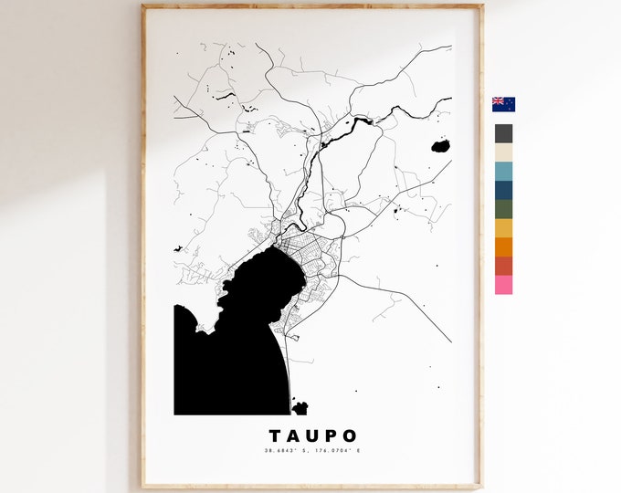 Taupo Map Print - City Map Poster - Map Wall Art - New Zealand City Maps - Taupo Print - Taupo Poster - Minimalist City Map