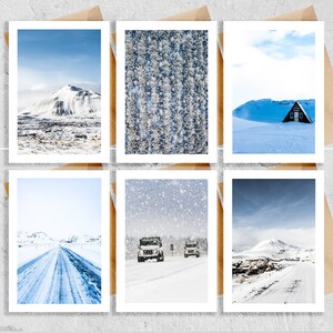 Conjunto de cartões de felicitações de Natal - 6x cartões de felicitações - Em branco por dentro - Cenas de neve - Natureza - Neve - Escandinavo - Fotografia - Cartões - Natal