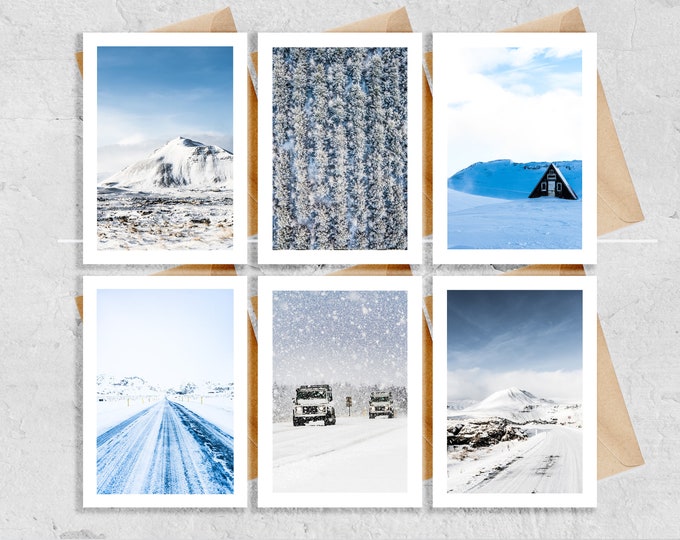 Christmas Greeting Card Set - 6x Greeting Cards - Blank Inside - Snowy Scenes - Nature - Snow - Scandinavian - Photography - Cards - Xmas