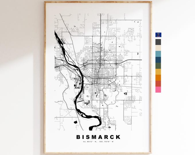 Bismarck Map Print - City Map Poster - Map Art - USA City Maps - Bismarck Print - Bismarck Poster - Minimalist City Map - North Dakota