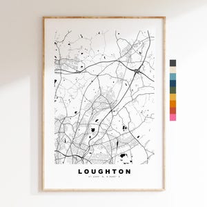 Impresión del mapa de Loughton - Póster minimalista de mapa urbano - Arte cartográfico - Reino Unido - Impresión de Loughton - Loughton, Essex - Diferentes colores disponibles