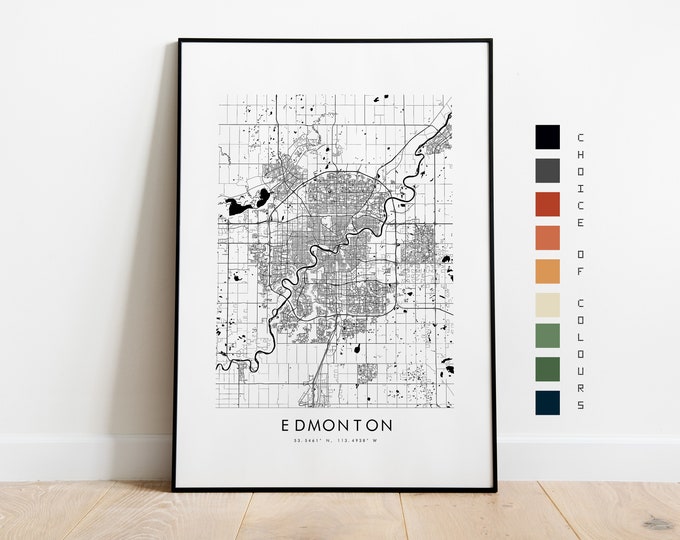 Edmonton Map Print - City Map Poster - Map Art - Map Wall Art - Canada City Map - Edmonton Print - Edmonton Poster - Wall Art - Map