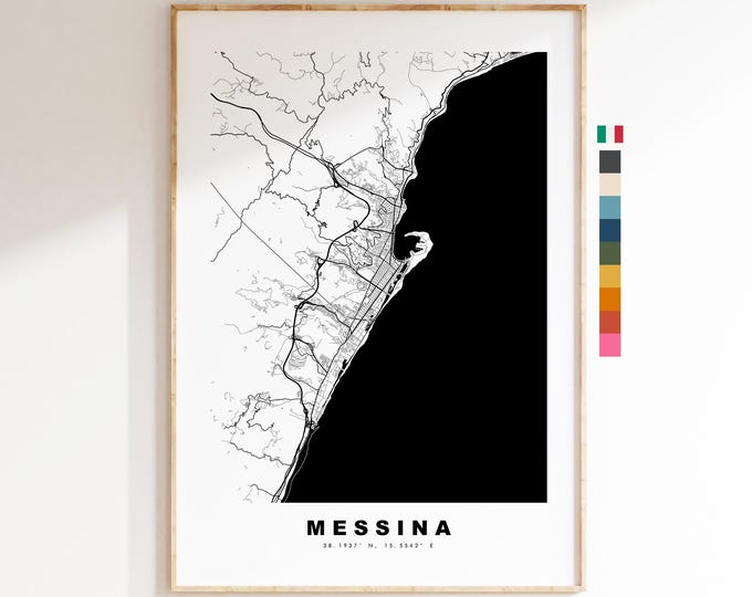 Messina Map Print - City Map Poster - Map Art - Map Wall Art - Italy City Maps - Messina Print - Messina Poster - Minimalist City Map