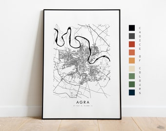 Agra Map Print - City Map Poster - Map Art - Map Wall Art - India City Map - Agra Print - Agra Poster - Wall Art - Map - Asias