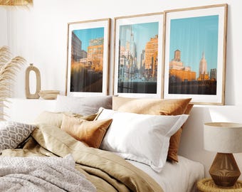 New York Pastel Print Set - Print Set of Three - Pastel Tones - Turquoise / Oranges - New York Photography - Prints or Framed Prints - NYC