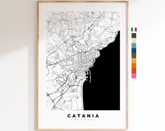 Catania Map Print - City Map Poster - Map Art - Map Wall Art - Italy City Maps - Catania Print - Catania Poster - Minimalist City Map