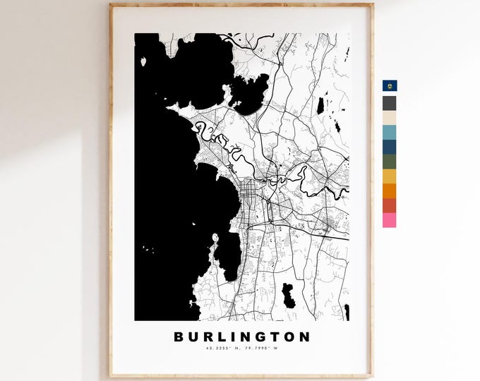 Burlington Map Print - City Map Poster - Map Art - USA City Maps - Burlington Print - Burlington Poster - Minimalist City Map - Vermont