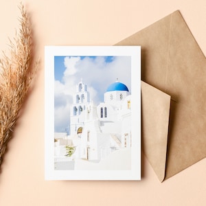 Tarjeta de felicitación de Santorini - Tarjeta de felicitación - Interior en blanco - Cumpleaños - Aniversario - Día de la Madre - Día del Padre - Vacaciones - Tarjeta de felicitación