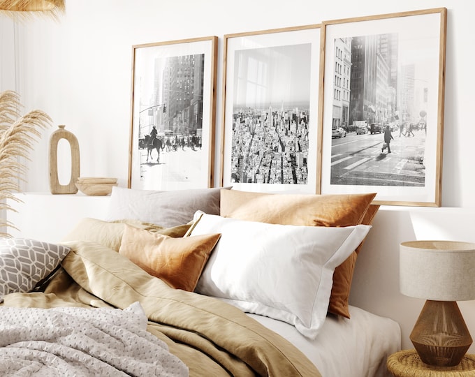 New York Black and White Print Set - Print Set of Three - Retro Styled Print Set - New York City Prints - Black and White Photography