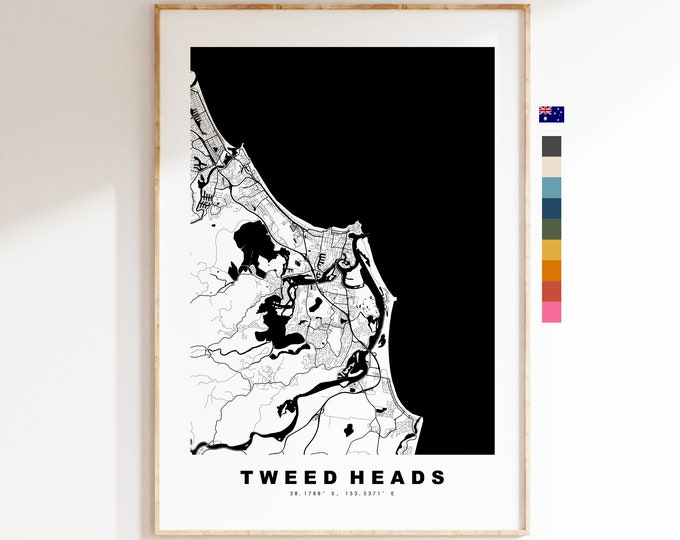 Tweed Heads Map Print - City Map Poster - Map Wall Art - Australia City Maps - Tweed Heads Print - Poster - Minimalist City Map - Australia