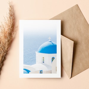 Santorini Biglietto di auguri - Biglietto di auguri - Interno vuoto - Compleanno - Anniversario - Festa della mamma - Festa del papà - Vacanza - Biglietto di auguri