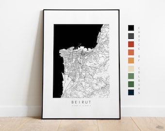 Beirut Map Print - City Map Poster - Map Art - Map Wall Art - Lebanon City Map - Beirut Print - Beirut Poster - Wall Art - Asia
