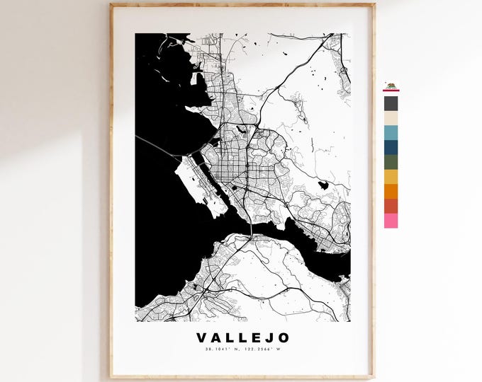 Vallejo Map Print - City Map Poster - Map Art - USA City Maps - Vallejo Print - Vallejo Poster - Minimalist City Map - California