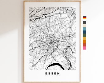 Essen Map Print - City Map Poster - Map Wall Art - Germany City Maps - Essen Print - Essen Poster - Minimalist City Map - Germany