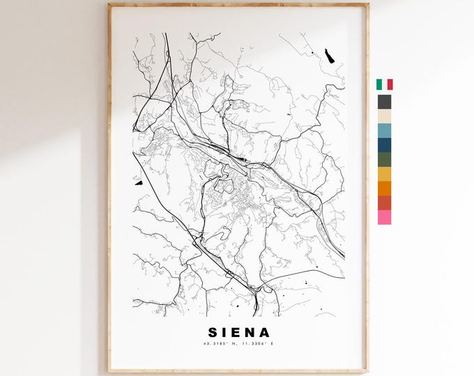 Siena Map Print - City Map Poster - Map Art - Map Wall Art - Italy City Maps - Siena Print - Siena Poster - Minimalist City Map