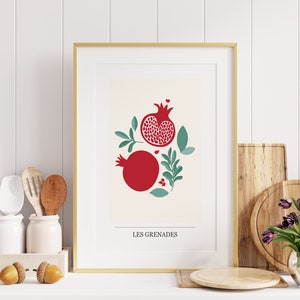 Les Granades Print - French Pomegranate Poster - Pomegranate Wall Art - Pomegranate Print - French Food Posters - Kitchen Art - Gift