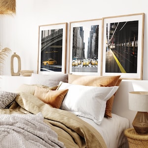 New York City Print Set - Print Set of Three - Modern Photography Prints  - Yellow Tones - Fine Art Photography - NYC Posters - New York