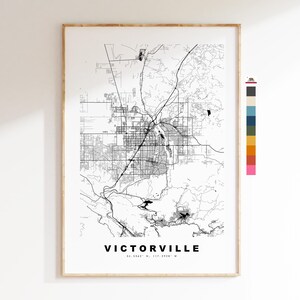 Victorville Carte de la ville Imprimer - impression de carte - art de la carte - estampes ou impressions encadrées - États-Unis