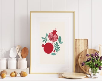 Pomegranate Print - Kitchen Wall Art - Pomegranate Poster - Pomegranate Wall Art - Pomegranate Print - Fruit Illustration - Kitchen Print