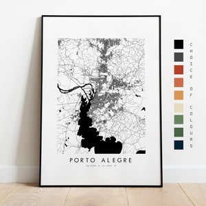 Porto Alegre Karte Print - Stadt Karte Poster - Kartenkunst - Landkarte Wandkunst - Brasilien Stadtplan - Porto Alegre Print - Porto Alegre - Südamerika