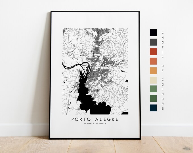 Porto Alegre Map Print - City Map Poster - Map Art - Map Wall Art - Brazil City Map - Porto Alegre Print - Porto Alegre - South America
