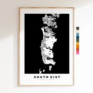 South Uist Karte Druck - Minimalistische Karte Poster - Karte Wandkunst - Schottland - South Uist Druck - South Uist Poster - verschiedene Farben erhältlich