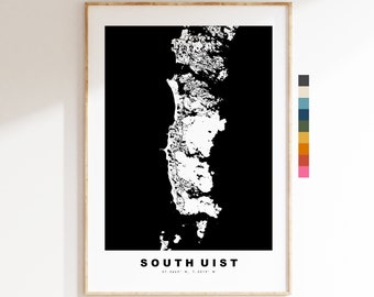 South Uist Map Print - Minimalist Map Poster - Map Wall Art - Scotland - South Uist Print - South Uist Poster - Different Colours Available