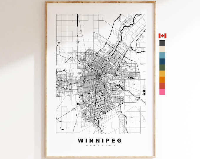 Winnipeg Map Print - City Map Poster - Map Art - Map Wall Art - Canada City Maps - Winnipeg Print - Winnipeg Poster - Minimalist City Map