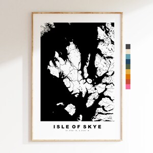 Impresión de mapa de la isla de Skye - Póster de mapa de ciudad minimalista - Arte de mapas - Reino Unido - Impresión de Skye - Póster de Skye - Diferentes colores disponibles
