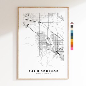 Palm Springs Carte de la ville Imprimer - impression de carte - art de la carte - estampes ou impressions encadrées - États-Unis