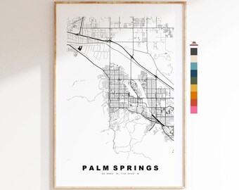 Palm Springs Stampa mappa della città - stampa mappa - mappa artistica - stampe o stampe incorniciate - Stati Uniti