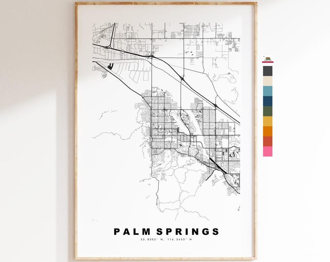 Palm Springs Map Print - City Map Poster - Map Art - USA City Maps - TEST Print - TEST Poster - Minimalist City Map - California