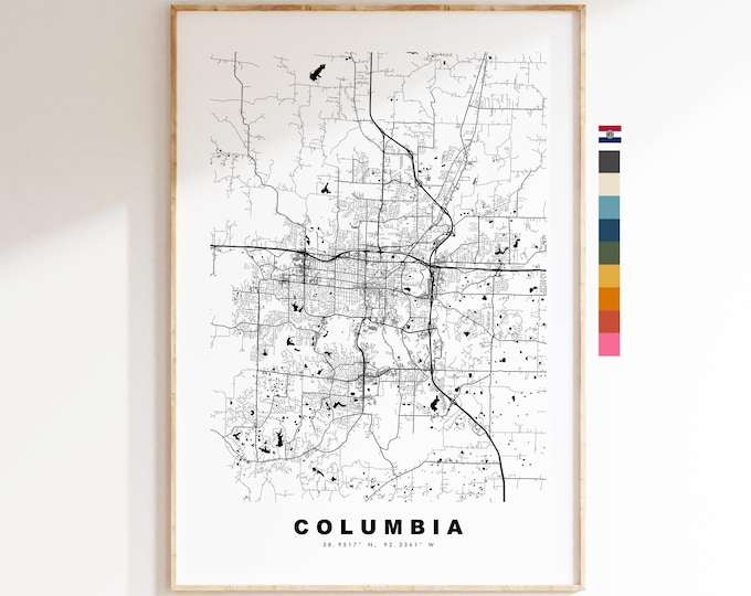 Columbia Map Print (Missouri) - City Map Poster - Map Art - USA City Maps - Columbia Print - Poster - Minimalist City Map - Missouri