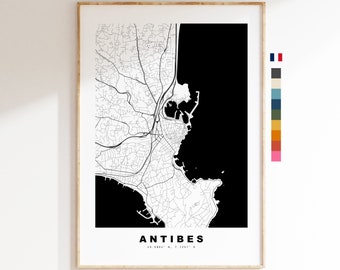 Antibes Map Print - City Map Poster - Map Wall Art - France City Maps - Antibes Print - Antibes Poster - Minimalist City Map - France