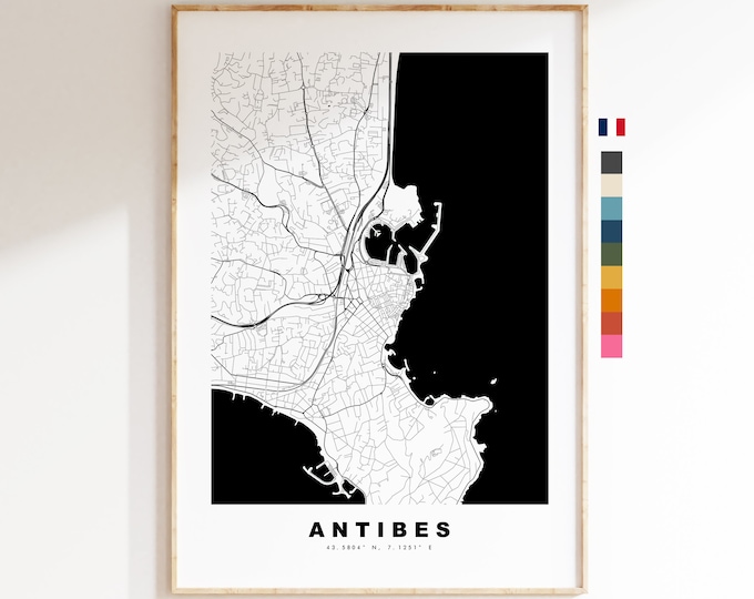 Antibes Map Print - City Map Poster - Map Wall Art - France City Maps - Antibes Print - Antibes Poster - Minimalist City Map - France