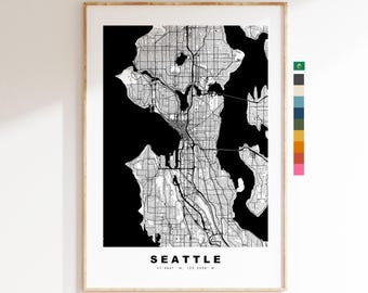 Seattle Map Print - City Map Poster - Map Art - USA City Maps - Seattle Print - Seattle Poster - Minimalist City Map - Washington