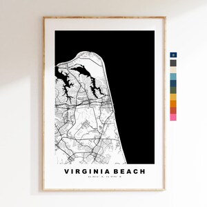 Virginia Beach Stadtplan-Druck – Kartendruck – Kartenkunst – Drucke oder gerahmte Drucke – minimalistisch – Vereinigte Staaten