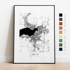 Izmir Karte Print - Stadt Karte Poster - Kartenkunst - Landkarte Wandkunst - Türkei Stadtplan - Izmir Print - Izmir Poster - Wand Kunst - Europa