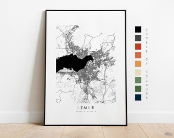 Izmir Map Print - City Map Poster - Map Art - Map Wall Art - Turkey City Map - Izmir Print - Izmir Poster - Wall Art - Europe