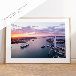 Portsmouth Harbour - Impressão fotográfica - Impressões de Portsmouth e Southsea - Arte de parede - Opções de moldura e tela - Paisagem - Aérea