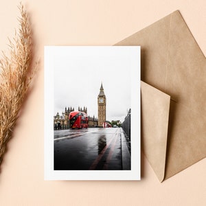 Biglietto di auguri per autobus di Londra - Biglietto di auguri - Interno vuoto - Compleanno - Anniversario - Festa della mamma - Festa del papà - Vacanza - Biglietto di auguri