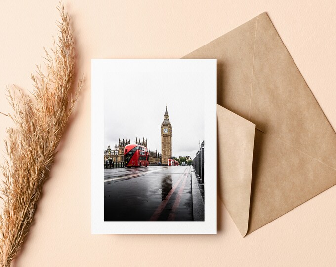 London Bus Greeting Card - Greeting Card - Blank Inside - Birthday - Anniversary - Mothers Day - Fathers Day - Holiday - Greetings Card